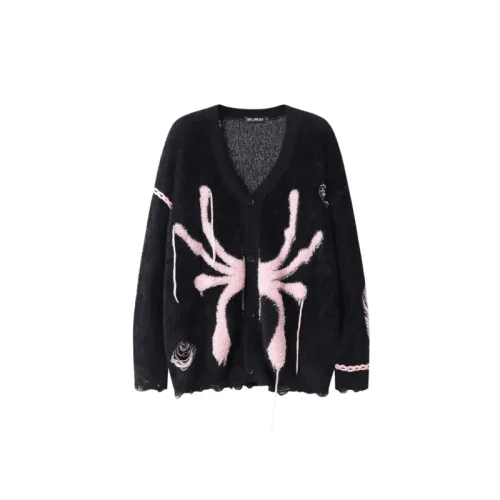 Vintage Spider Embroidered Tassel V-Neck Sweater