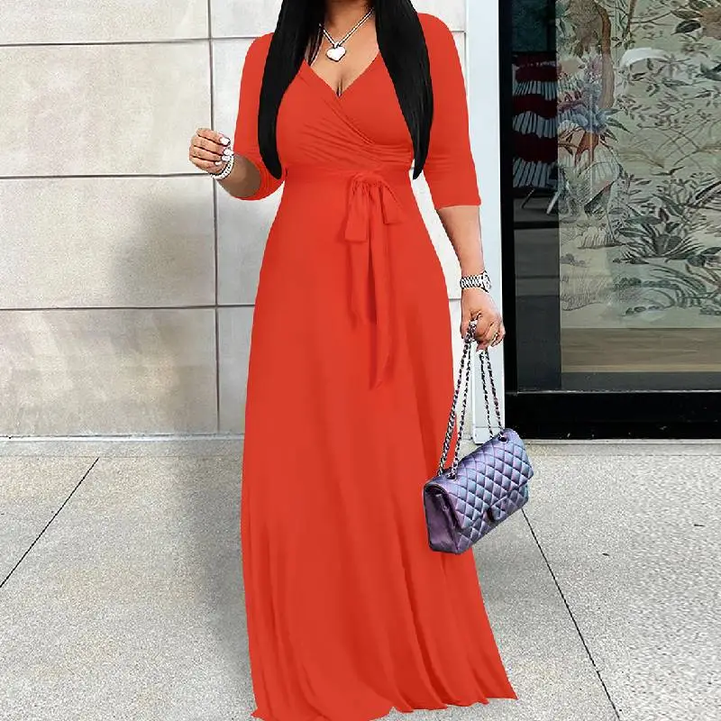 Simple Plain Milk Fiber Dress Women-7