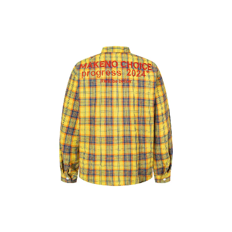Loose Plaid Cotton Blended Fabric Shirt Unisex-1