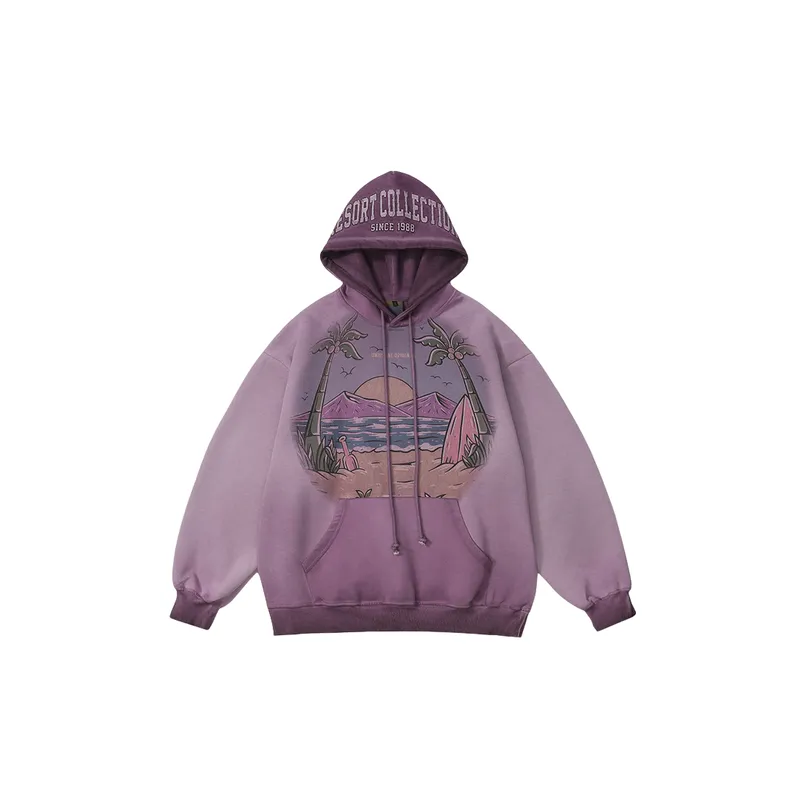Retro Style Gradual Change Tie Dye Hooded Sweatshirt-0