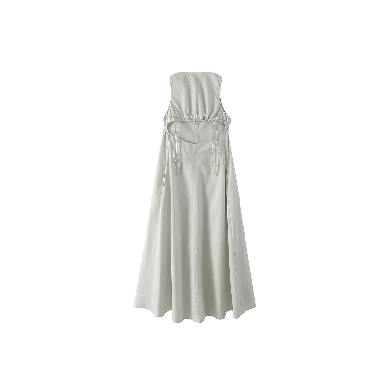 Basics Plain Polyester Dress Women-1