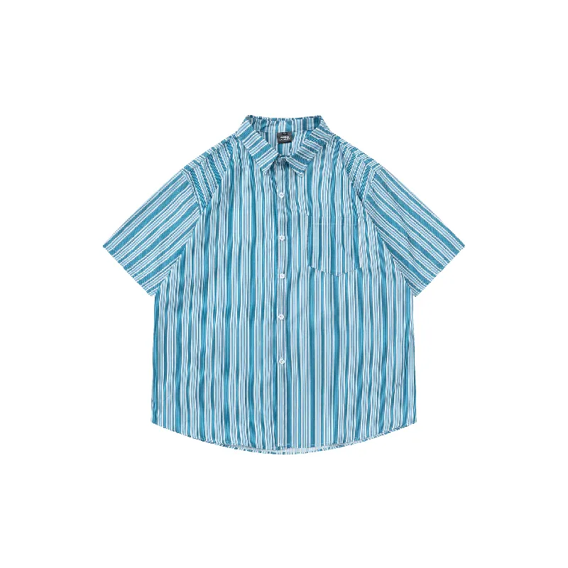 Retro Striped Polyester Shirt Unisex-2
