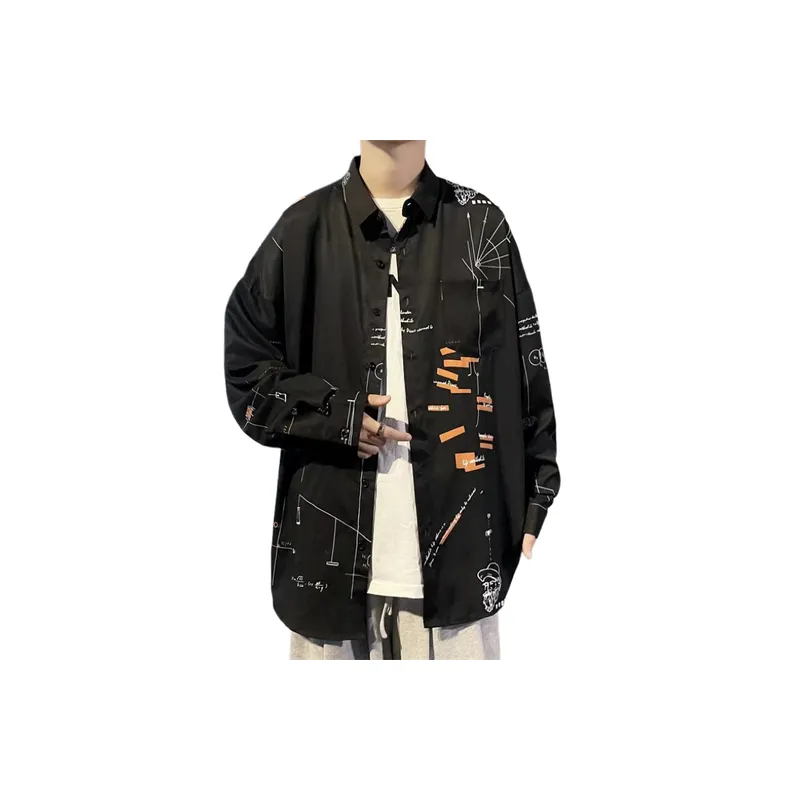 Printed Long Sleeved Stretch Shirts-2