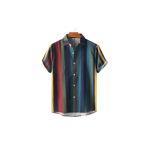 Cross-border Loose Striped Short-Sleeved Shirt