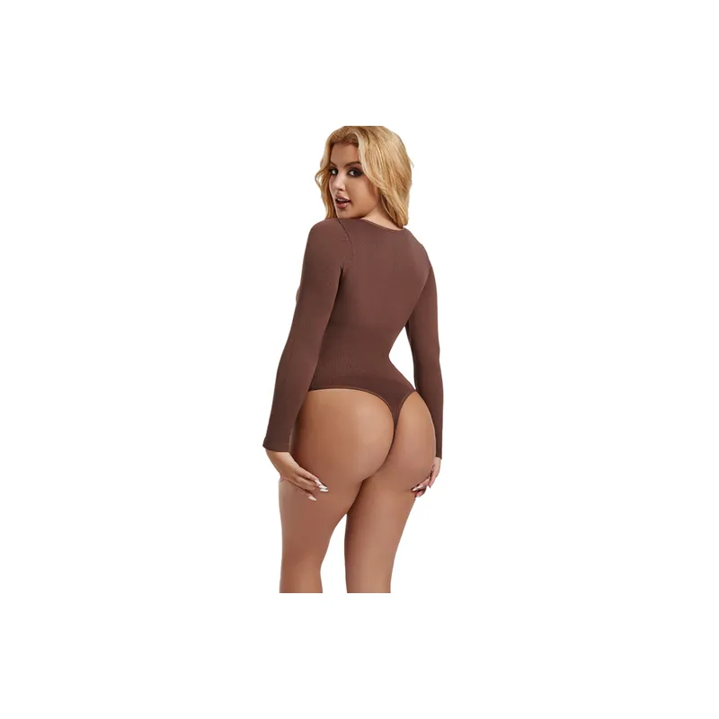 Casual Plain Nylon Bodysuit Women-5