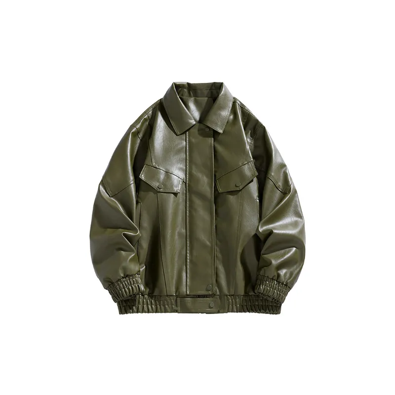 Fashionable Simple Leather Jacket-0