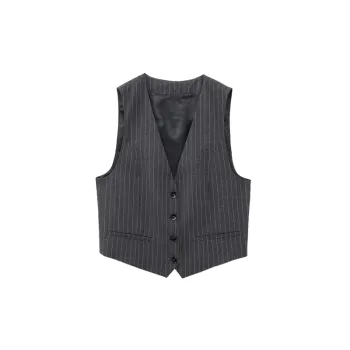 Fashionable Striped Polyester Vest Women