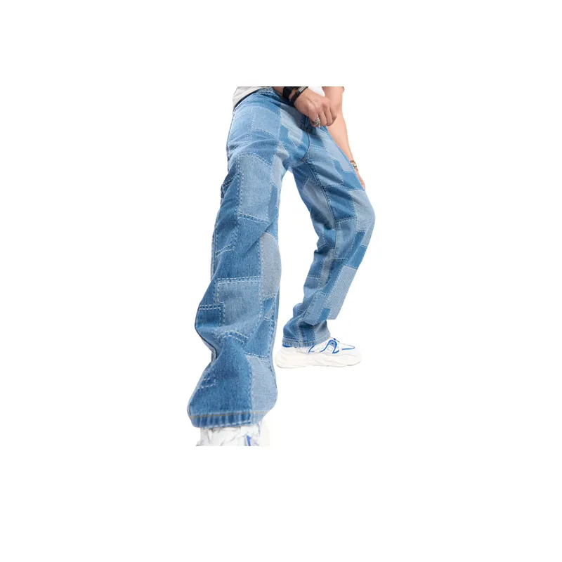 Loose Patched Elastic Jeans-3