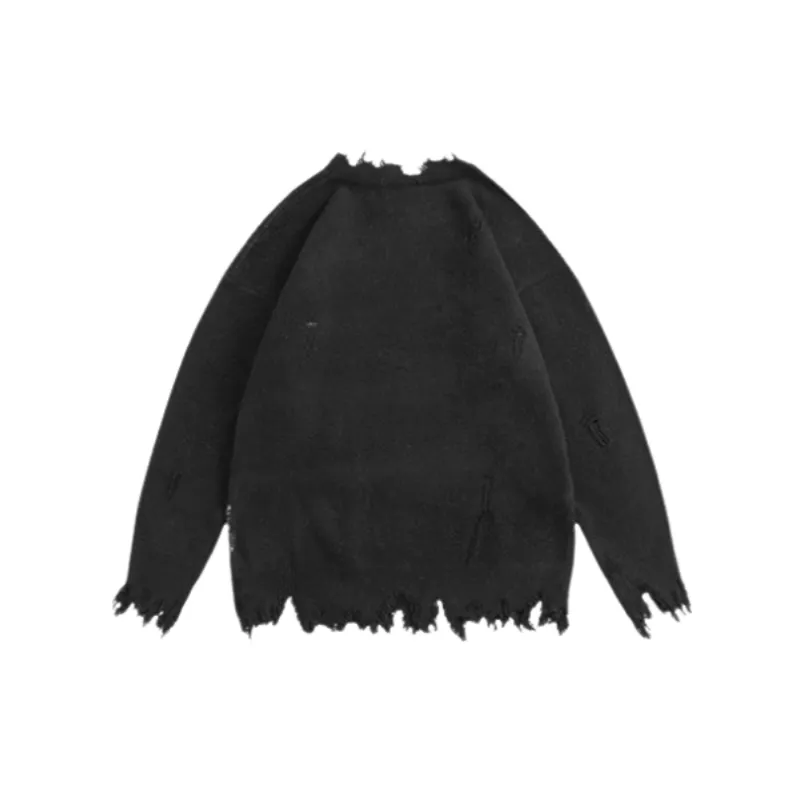 Street Distress Polyester Sweater-1