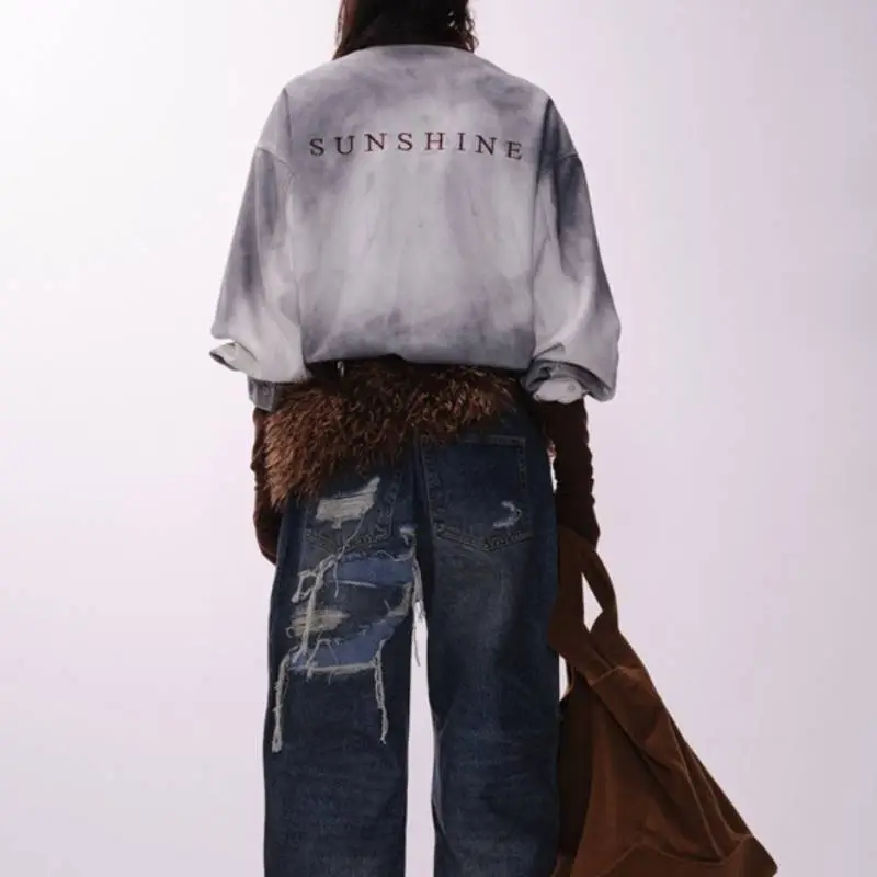 Distress Embroidery Blended Synthetic Fabrics Jacket-3