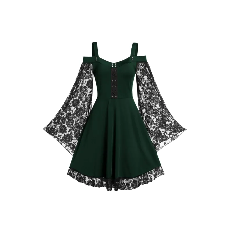 Fashionable Retro Lace Dress Women-0