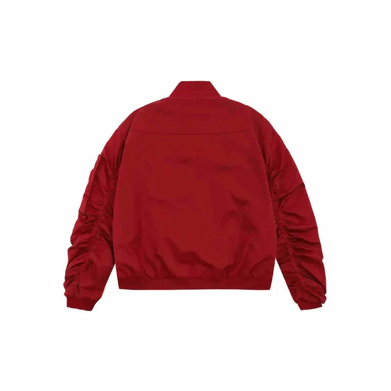 Trendy Cool Retro Embroidered Design Sense Slim Look Zipper Jacket-5