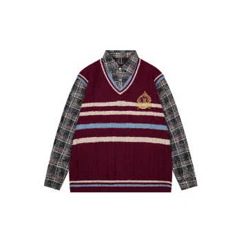 Preppy Loose Blended Synthetic Fabrics Sweater