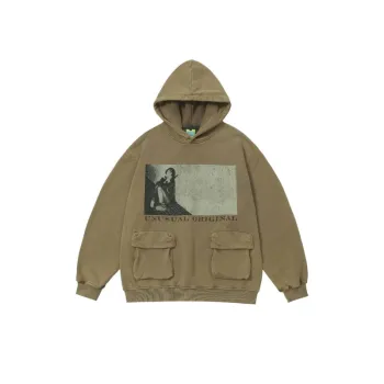 New Cotton Printed Pocket Hoodie