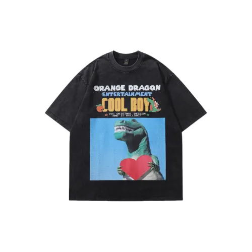 Hong Kong style Retro Pure Cotton Short sleeved T shirt