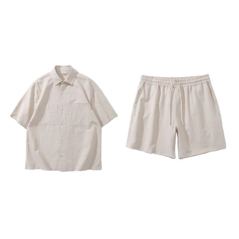 Casual Fashionable Linen Blend Fabric Shirt Suit