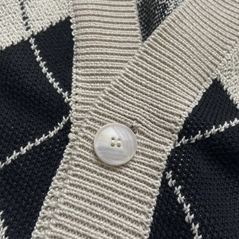 Casual Plaid Rabbit Hair Knitwear-4