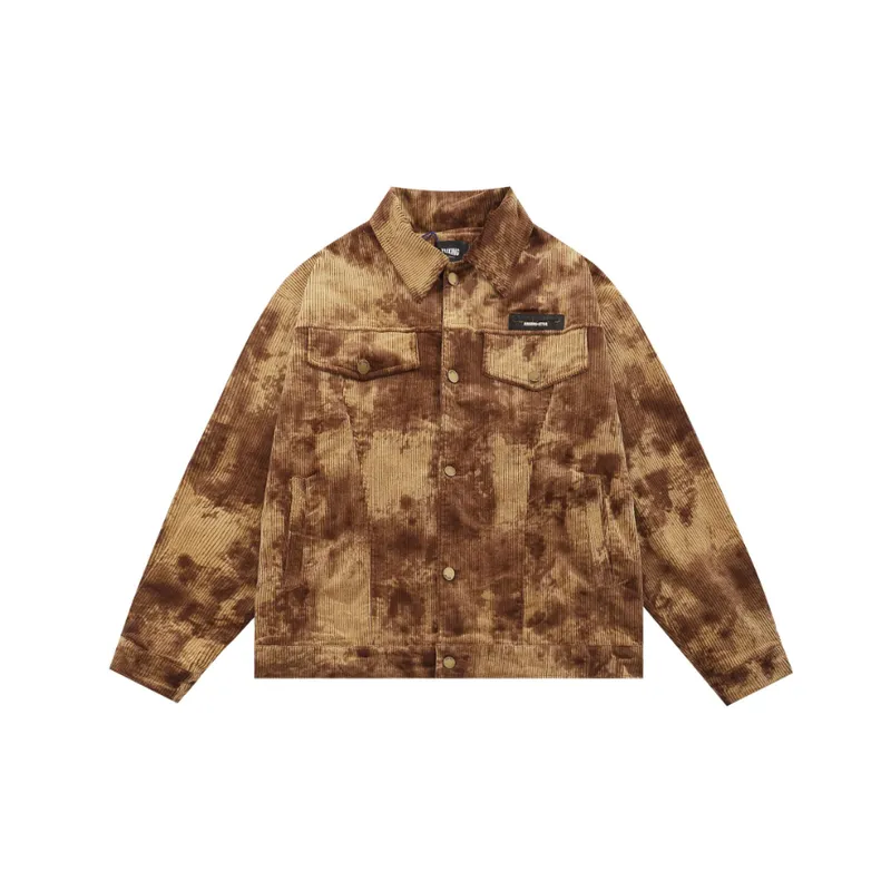 Tie Dye Gradient Retro Corduroy Jacket-0