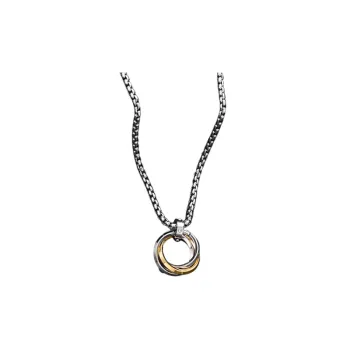 Hiphop Pendant Titanium Steel Tricyclic Ring Necklace