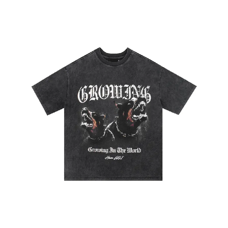 Distress Washed Cotton T Shirt-0