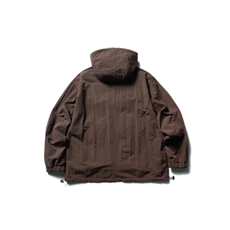 Retro Functional Male Tooling Design Sense Hooded Stitching Pullover Jacket-5