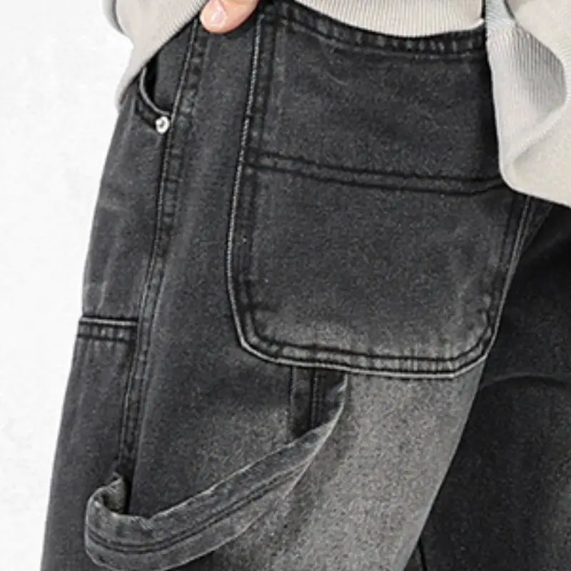 Simple Striped Loose Cotton Cargo Pants-4