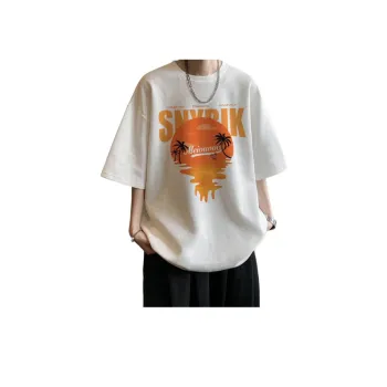 Sunset Print Large Size Half Sleeve T Shirt