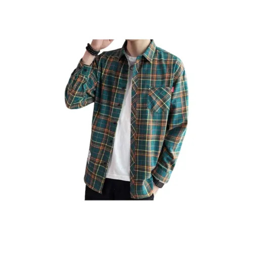 Plaid Thin Style Youth Lapel Sports Casual Loose Shirt