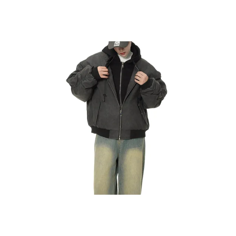 Loose Fake Two Piece Leather Quilted Jacket-5