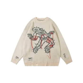 Retro Loose Blended Synthetic Fabrics Sweater