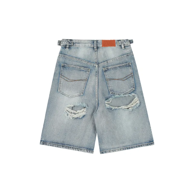 Retro Washed Denim Shorts-1