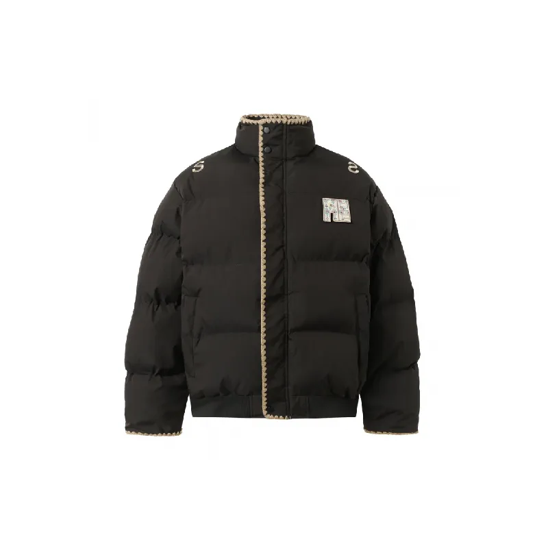 Simple Letter Plaid Quilted Jacket-4