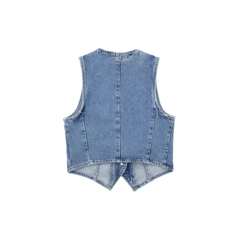 Retro Scratched Denim Vest-1