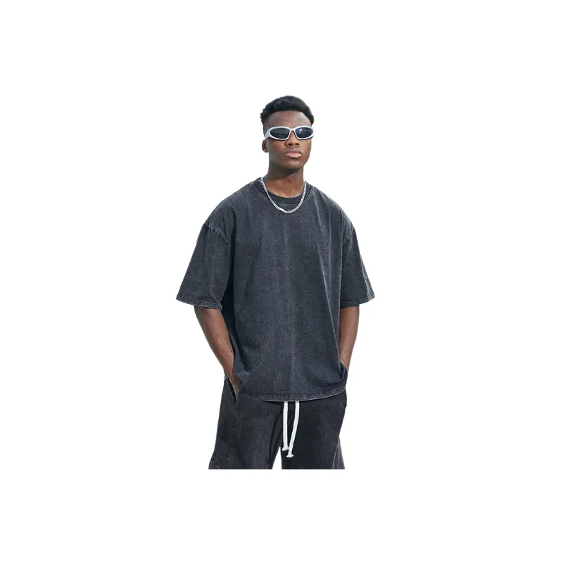 Retro Washed 100% Cotton T Shirt-0