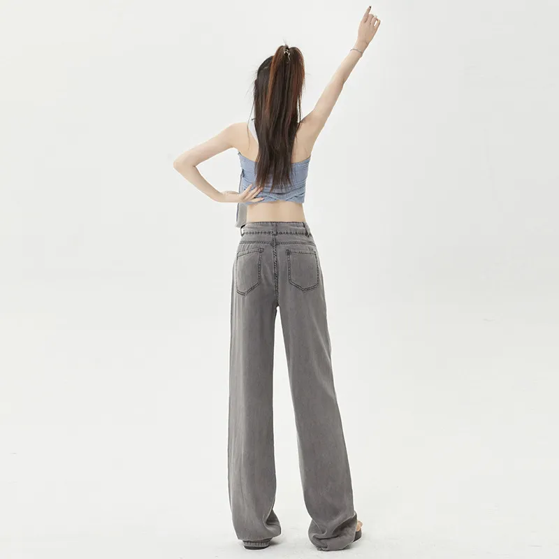 Casual Straight Leg Jeans Women-3