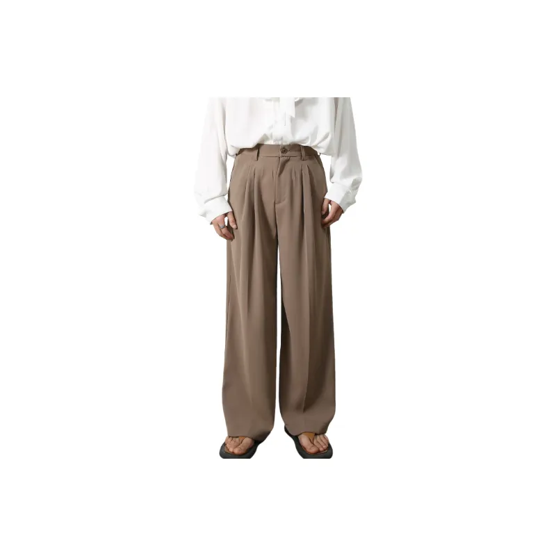 Casual Loose Blended Synthetic Fabrics Suit Trousers-1