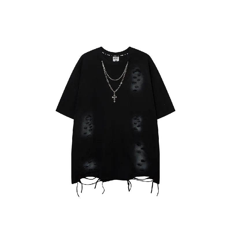Street Ripped Cotton T Shirt-0