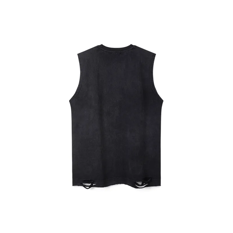 Hip Hop Loose Sleeveless Cotton Vest-7