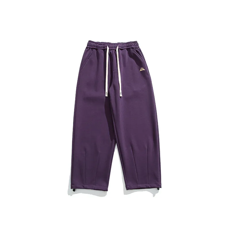 Solid Color Basic Embroidered Casual Pants-2