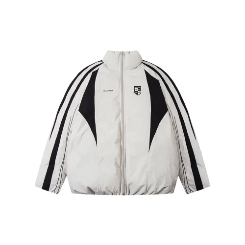 Retro Hip Hop High Street Contrast Color Stripe Collar Cotton Coat