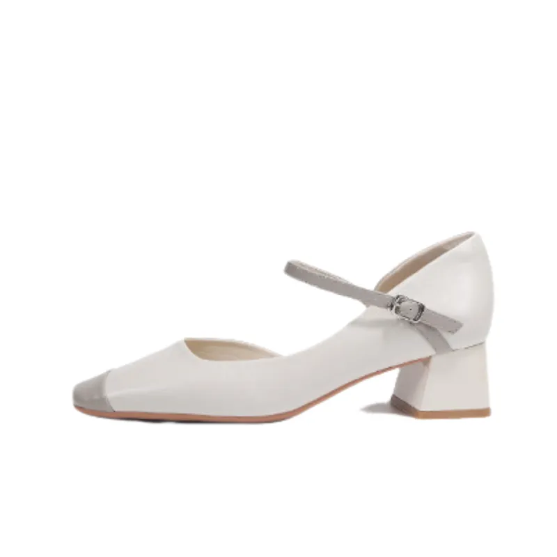 Simple Contrast Color Mary Jane Shoes-0
