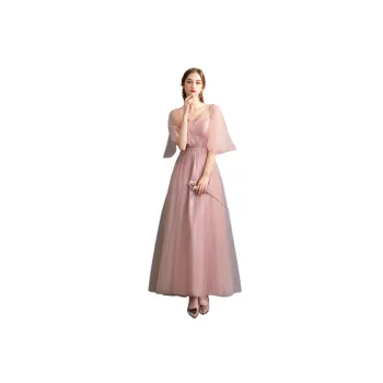 Elegant Plain Polyester Dress Women