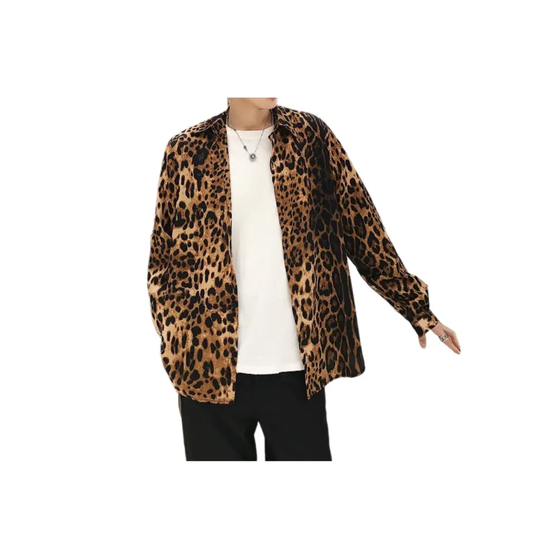 Trendy Leopard Print Long Sleeved Shirt-0