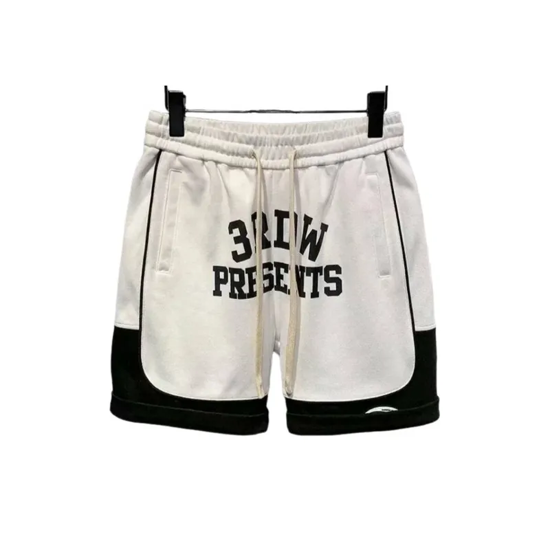 Alphabet Print Color Collision Tide Shorts-0