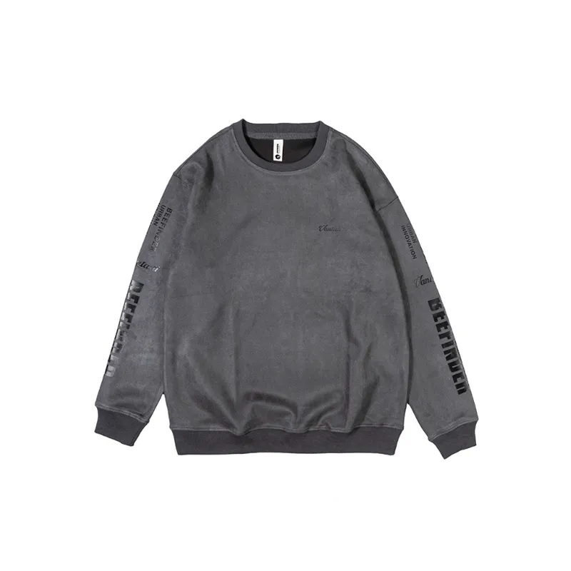Printed Suede Heavy Loose Large Size Velvet Long Sleeve Sweatshirt-0