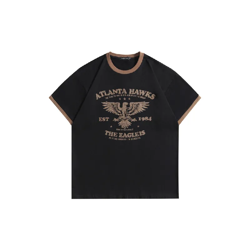 Retro Casual Cotton Blended Fabric T Shirt Unisex-0