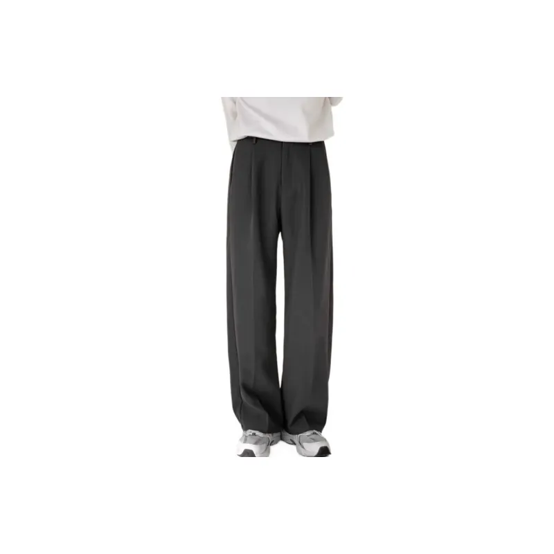Simple Loose Blended Synthetic Fabrics Casual Pants-0