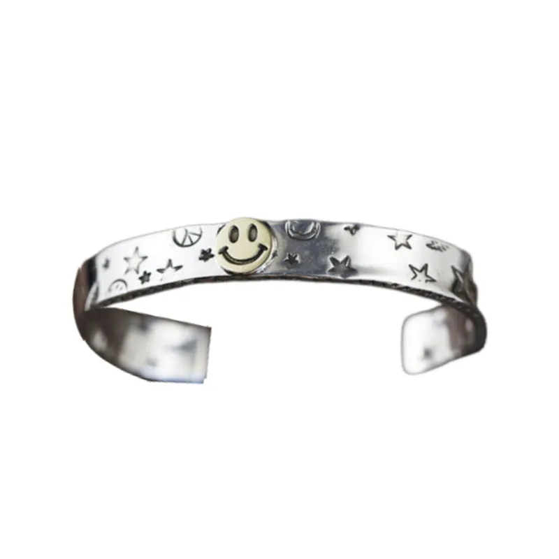 Silver Smiley Face Retro Bracelet-0