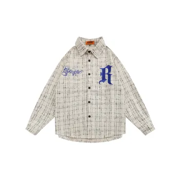 Embroidered Letter Plaid Jacket