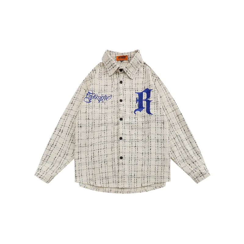 Embroidered Letter Plaid Jacket-2